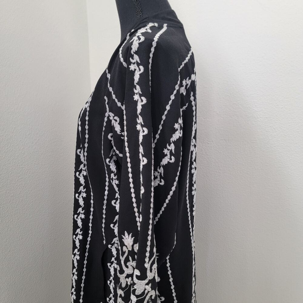Topshop Kimono‎ Open Front Cardigan Embroidered Fringe Long Sleeve Witchy Sz 8 - Picture 10 of 15
